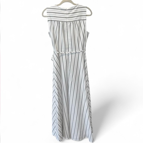 Calvin Klein Gray White Stripe Wrap Maxi Dress Size 10 - Picture 10 of 10
